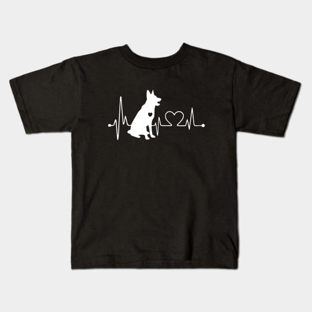 Heartbeat German Shepherd Kids T-Shirt by BamBam